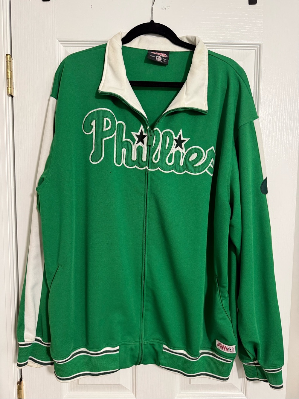 Stitches Green and White Phillies Varsity Jacket
